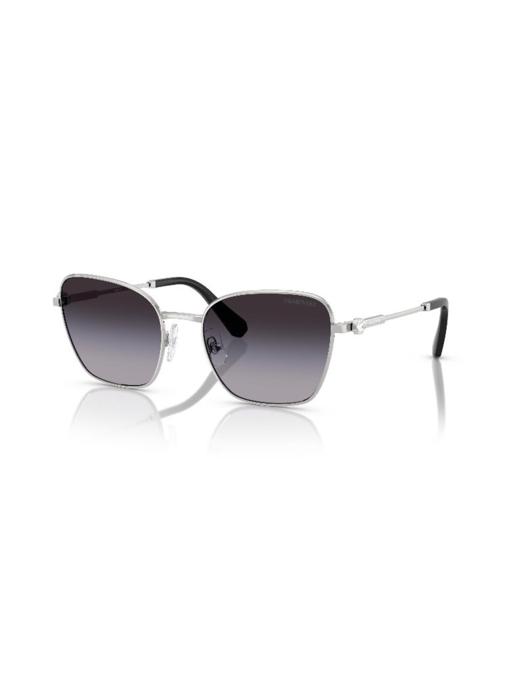 New Swarovski Women's Sunglasses Silver Aviator Grey Lens Metal Frame SK7029 55